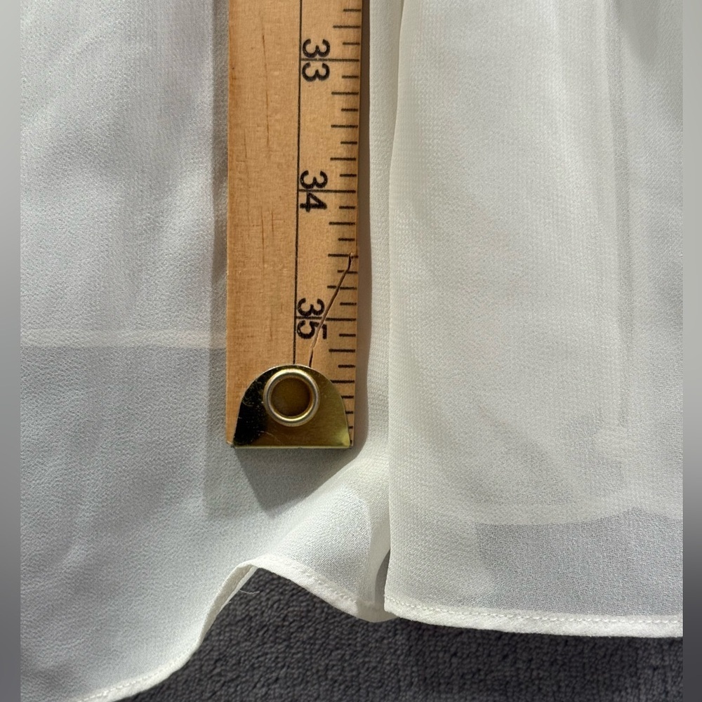 Oscar Dela Renta Pink Label White Sheer Robe Ruffle Trim Women’s Size L - Picture 5 of 8